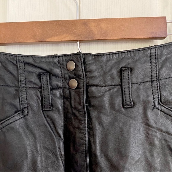 NWT Vintage 90s Y2K Black Leather Midi Skirt - Picture 3 of 9
